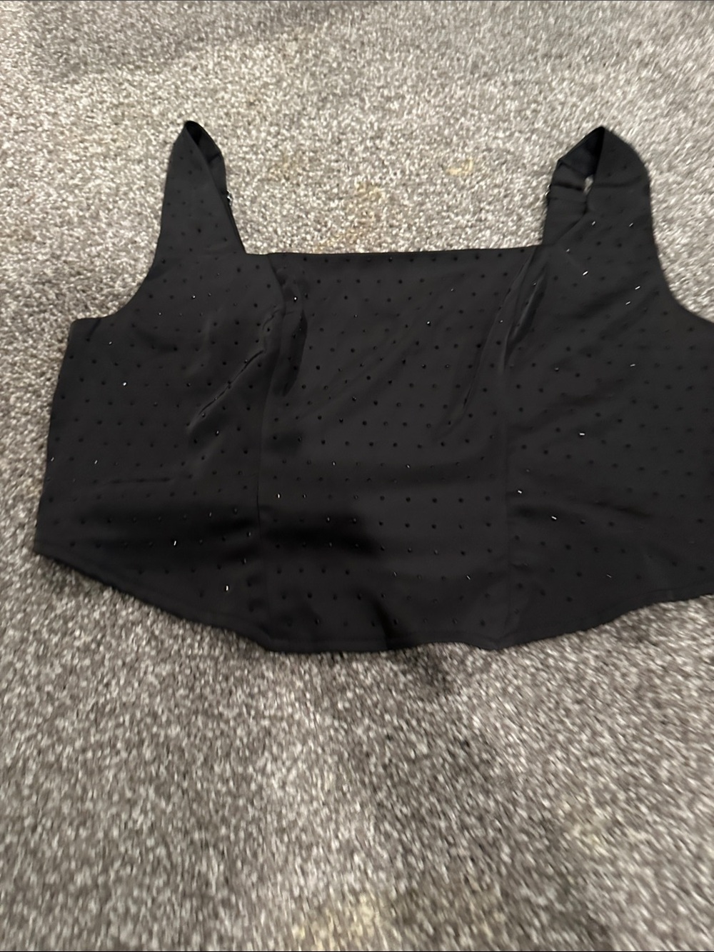 wild fable Black Square-Neck Sparkle Crop